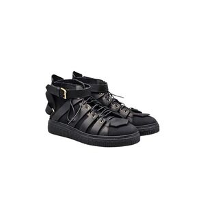 Fausto Puglisi Women's Size 41/ 10 US Men's 8 Black Leather Strappy Ankle Boots
